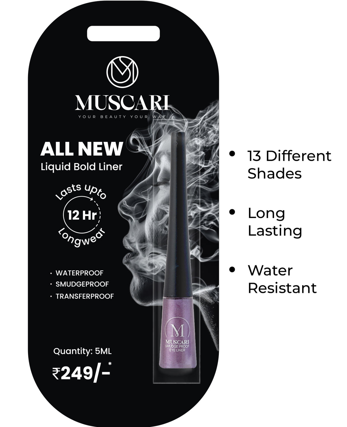 muscari liquid purple eyeliner, smudge proof, waterproof