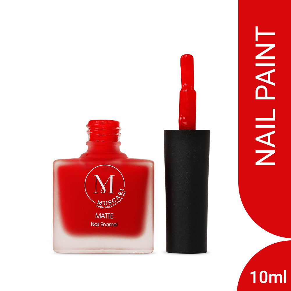 Muscari Premium Nail Paint and Polish for All | Matte Finish, Quick-Dry & Chip Resistant | Gel Nail Paint |10 ML (Ruby Matte)