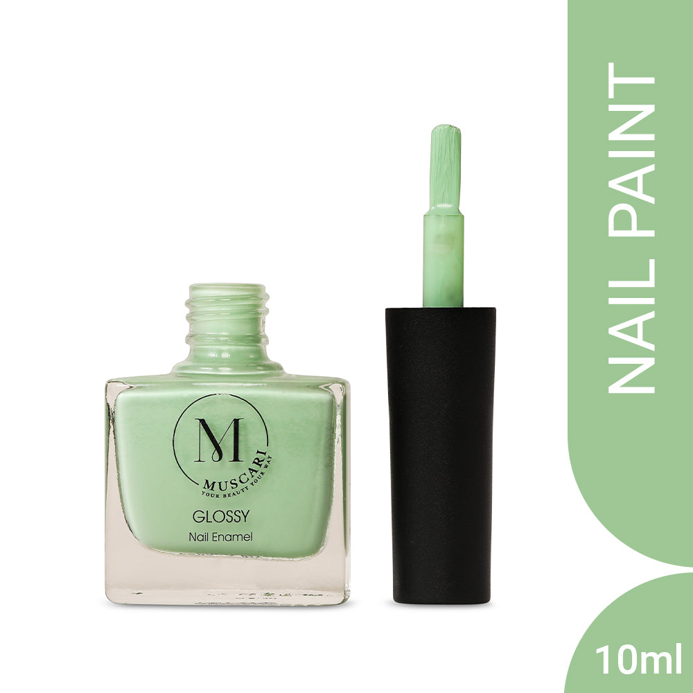 Muscari Premium Nail Paint and Polish for All | Glossy, Quick-Dry & Chip Resistant | Gel Nail Paint |10 ML (Aqua Mint)