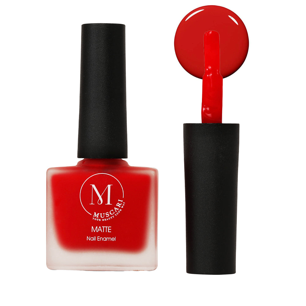 Muscari Premium Nail Paint and Polish for All | Matte Finish, Quick-Dry & Chip Resistant | Gel Nail Paint |10 ML (Ruby Matte)