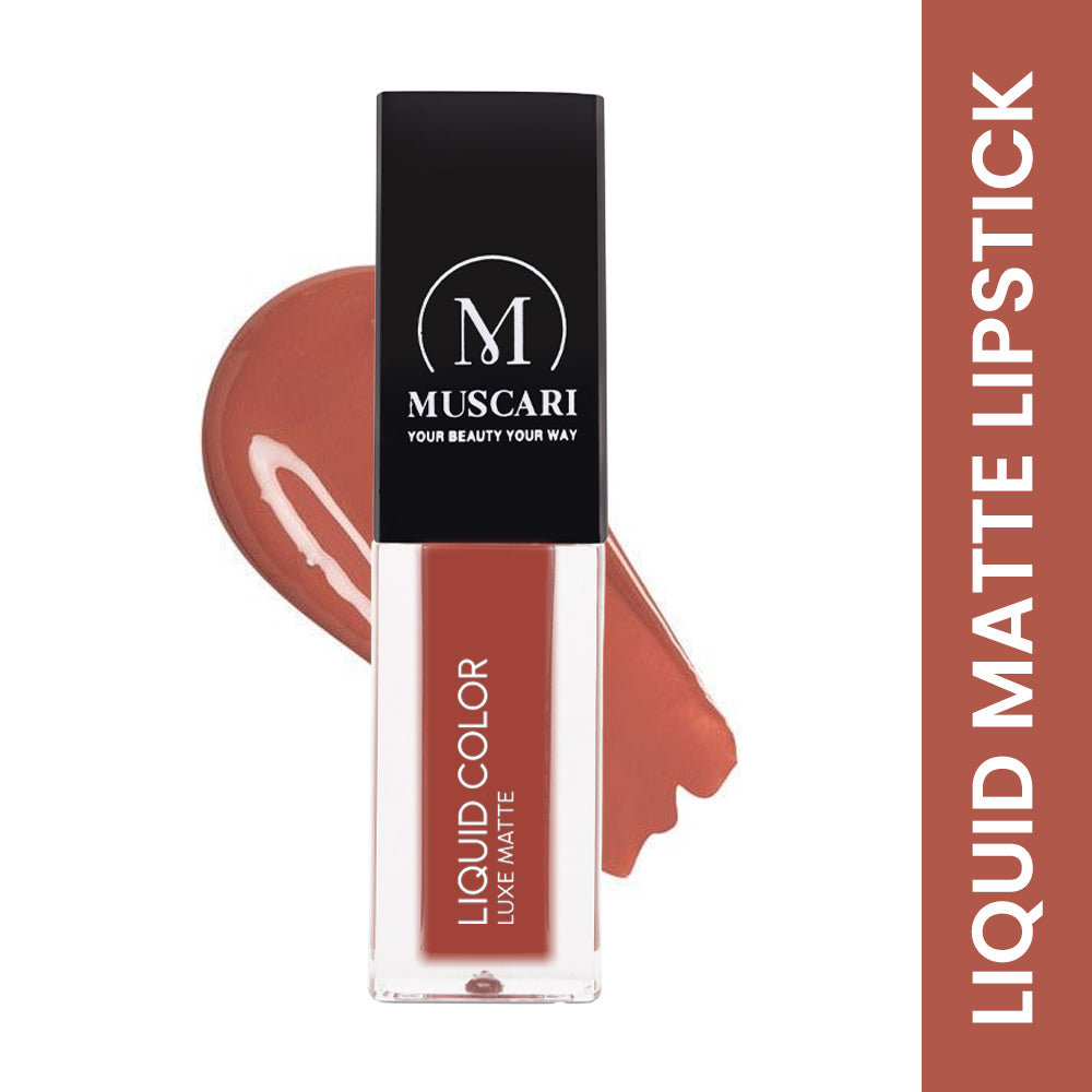 Muscari Premium Liquid Lipstick for all | Matte Finish, Light Weight & Long-Wear || (Nude Nectar)